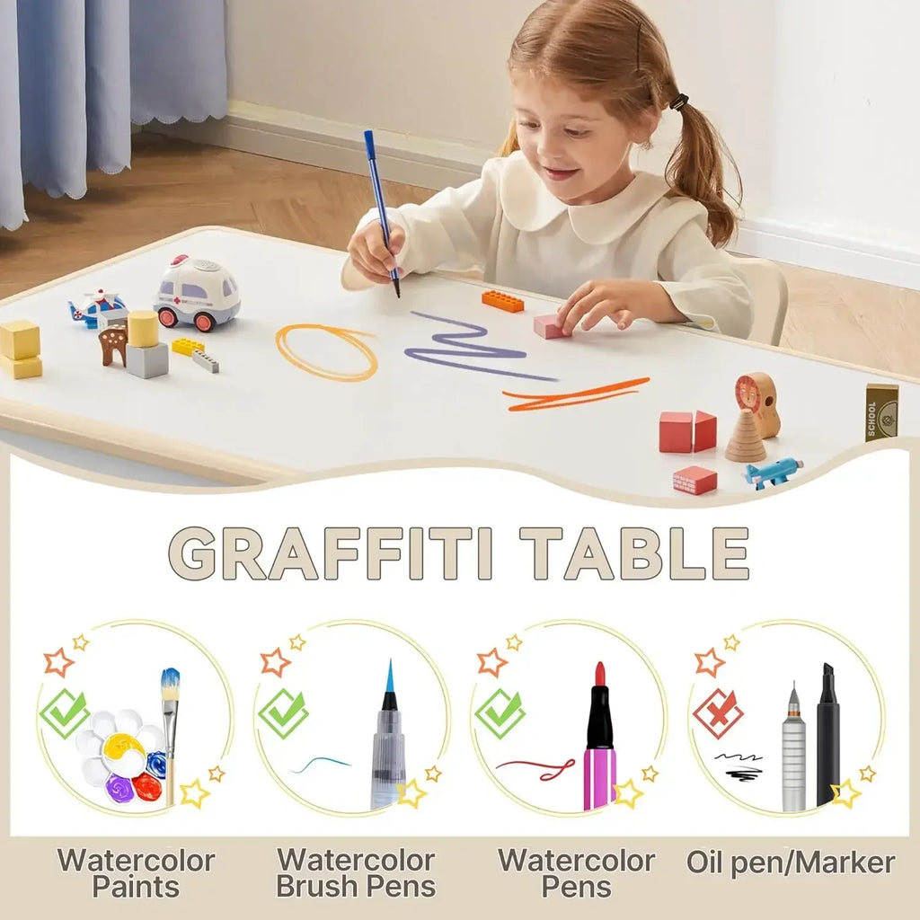 Kids Adjustable Study Table & Chair Set | Burlywood Graffiti Desk