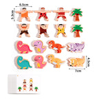 Wooden Dinosaur Stacking Blocks - Montessori Balance Game for Kids
