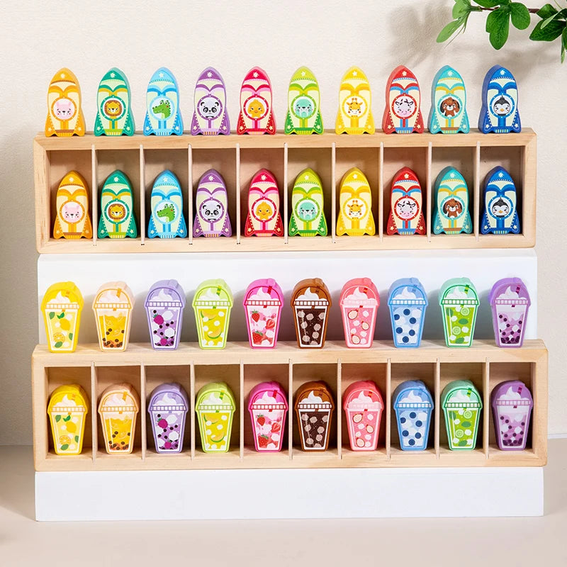 Wooden Color Matching Guessing Game for Toddlers Memory Training