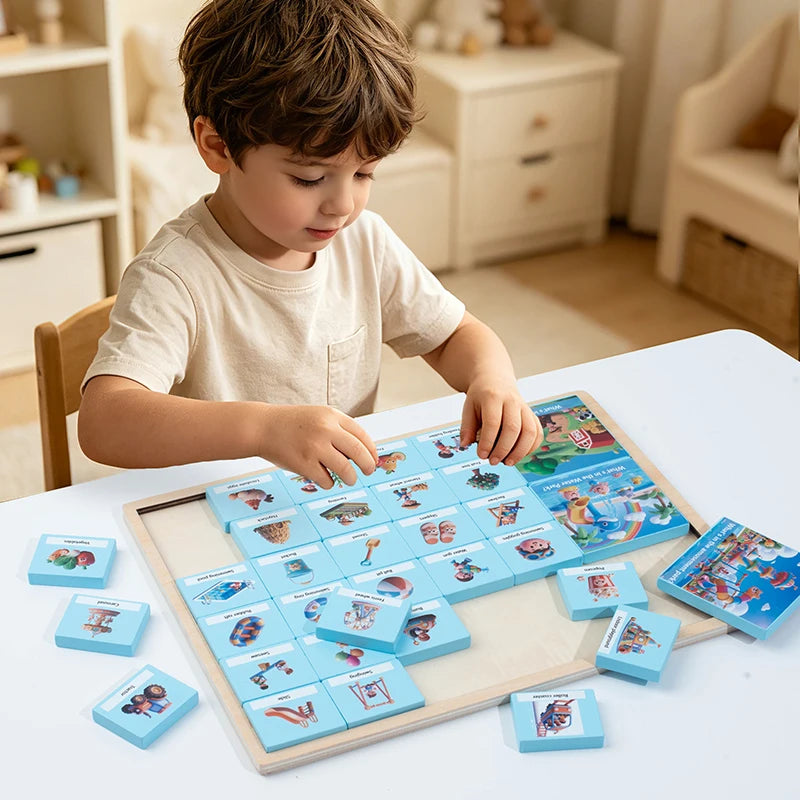 Montessori Wooden Scene Matching Game - Educational Sorting Puzzle