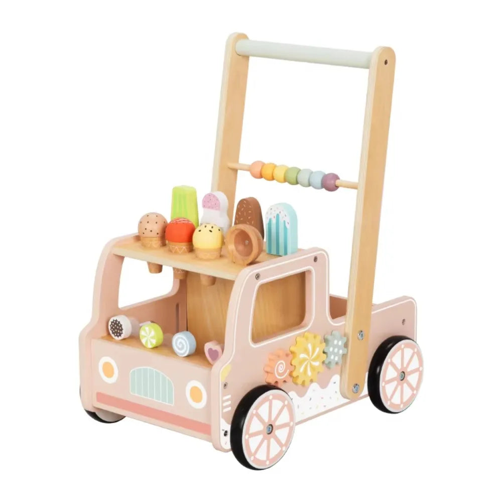 Wooden Ice Cream Truck Baby Walker & Activity Center for Toddlers