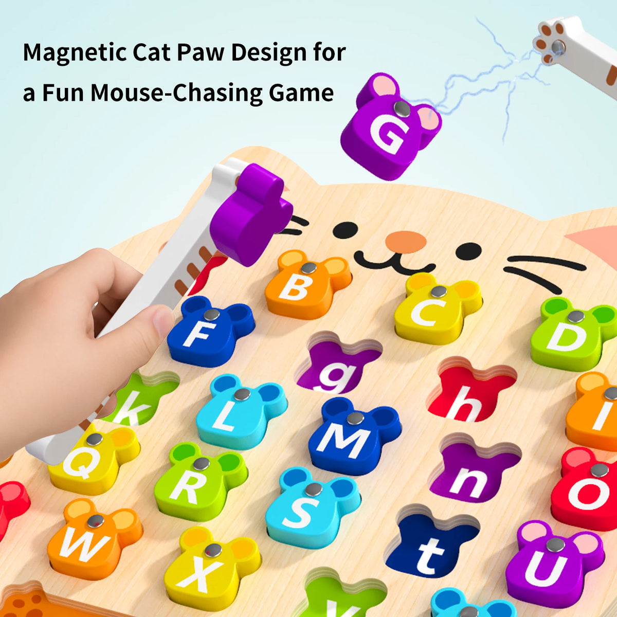 Wooden Cat Magnetic Alphabet Puzzle - Montessori Educational Toy
