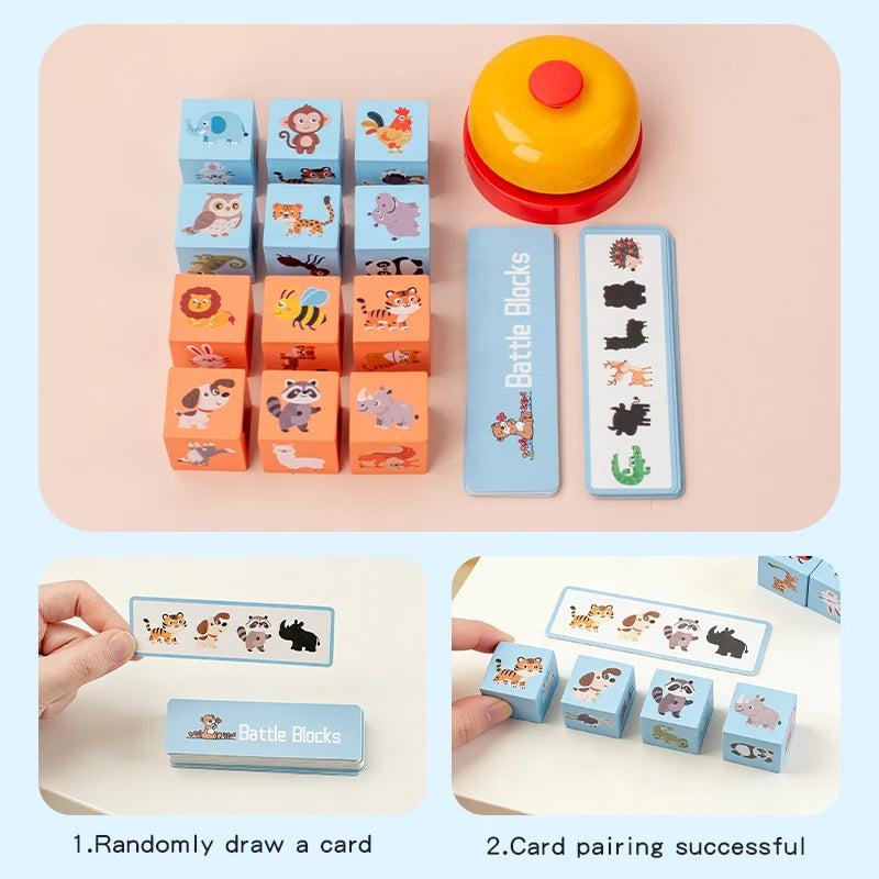 Animal Matching Wooden Logic Blocks - Educational Sorting Board Game
