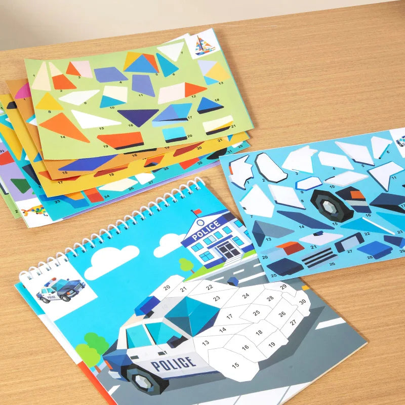 3D Geometry Collage Wooden Sticker Puzzle - Educational Focus Toy