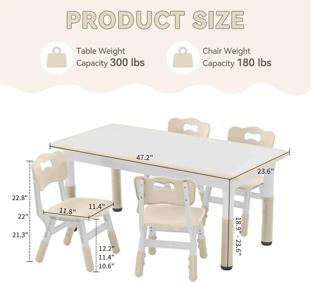 Kids Adjustable Study Table & Chair Set | Burlywood Graffiti Desk
