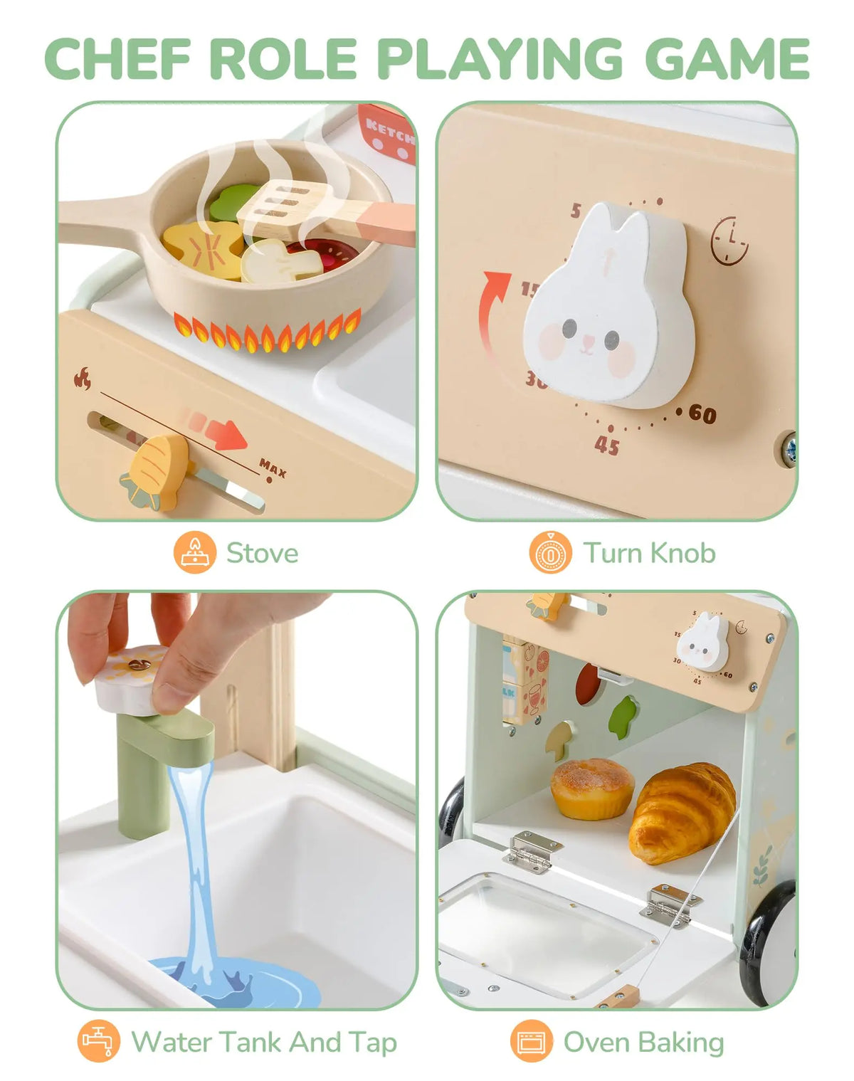 Wooden Baby Push Walker - Montessori Activity Toy for Toddlers