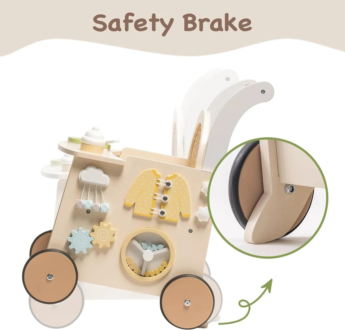 Wooden Baby Push Walker - Montessori Toddler Activity Center