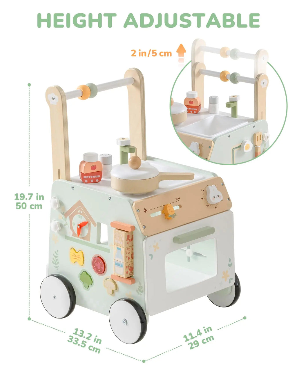 Wooden Baby Push Walker - Montessori Activity Toy for Toddlers