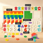 Montessori Wooden Busy Board 5-in-1 Educational Math & Fishing Toy