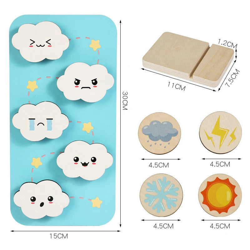 Montessori Wooden Weather & Emotion Sliding Track Toy for Kids
