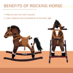 Kids Plush Rocking Horse Toy with Sound & Wooden Base - Ages 3+