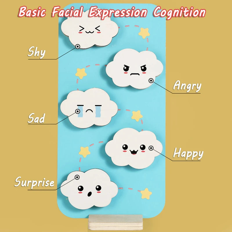 Montessori Wooden Weather & Emotion Sliding Track Toy for Kids