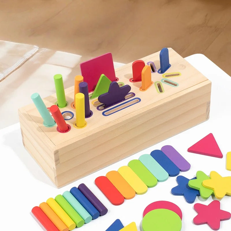 Montessori Wooden Color Sorting Box - Fine Motor Skills Learning Toy