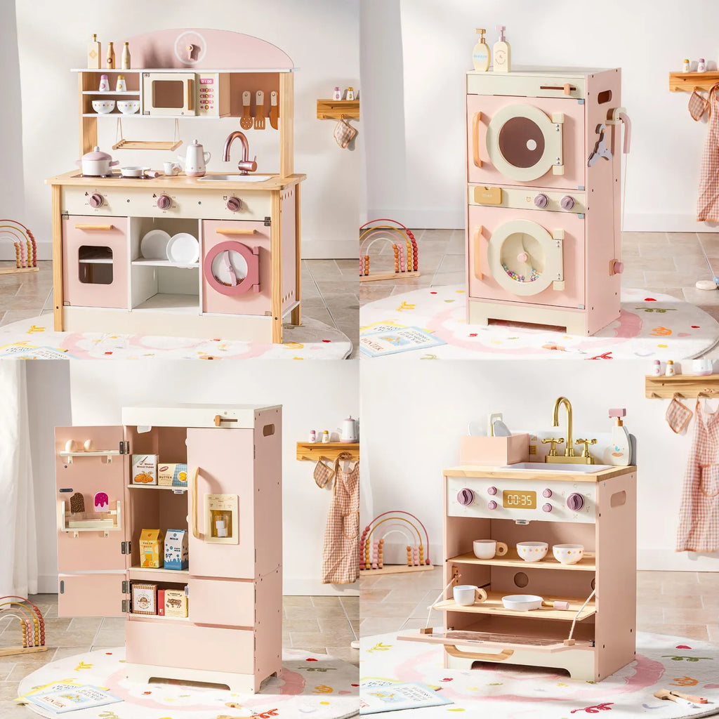 Wooden Kids Corner Kitchen Playset for Pretend Play