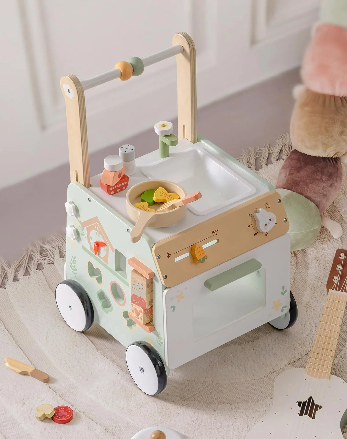 Wooden Baby Push Walker - Montessori Activity Toy for Toddlers