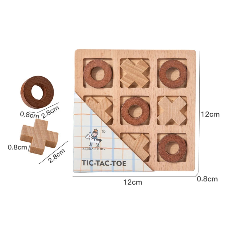 Montessori Wooden Tic Tac Toe Game - Educational XO Chess Puzzle Toy