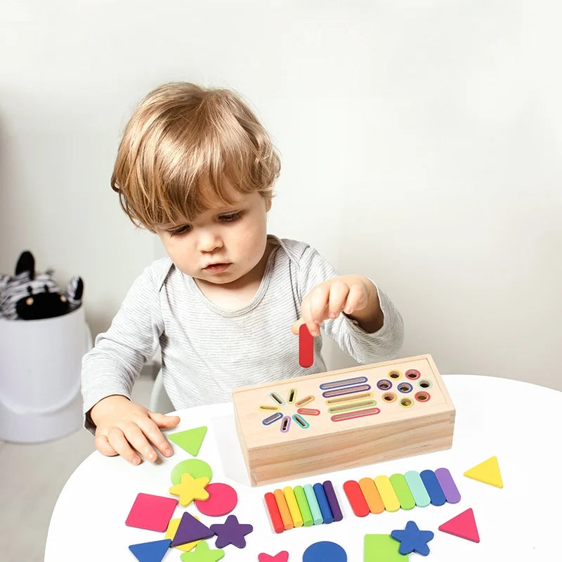 Montessori Wooden Color Sorting Box - Fine Motor Skills Learning Toy