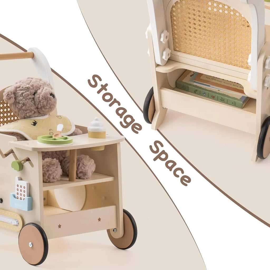 Wooden Baby Push Walker - Montessori Toddler Activity Center