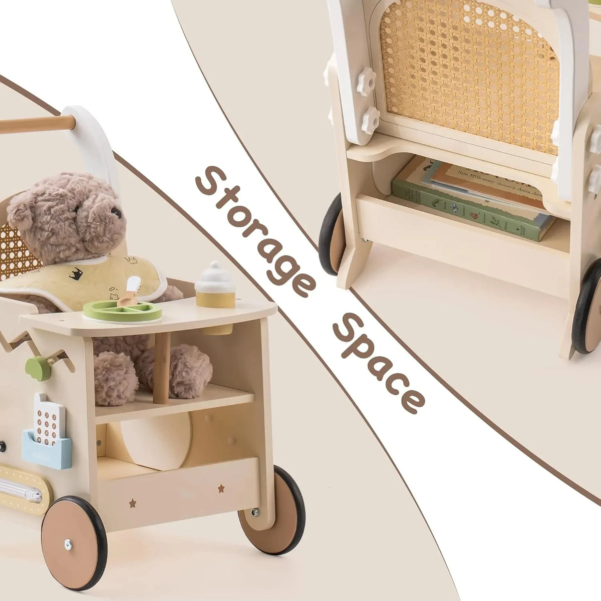 Wooden Baby Push Walker - Montessori Toddler Activity Center