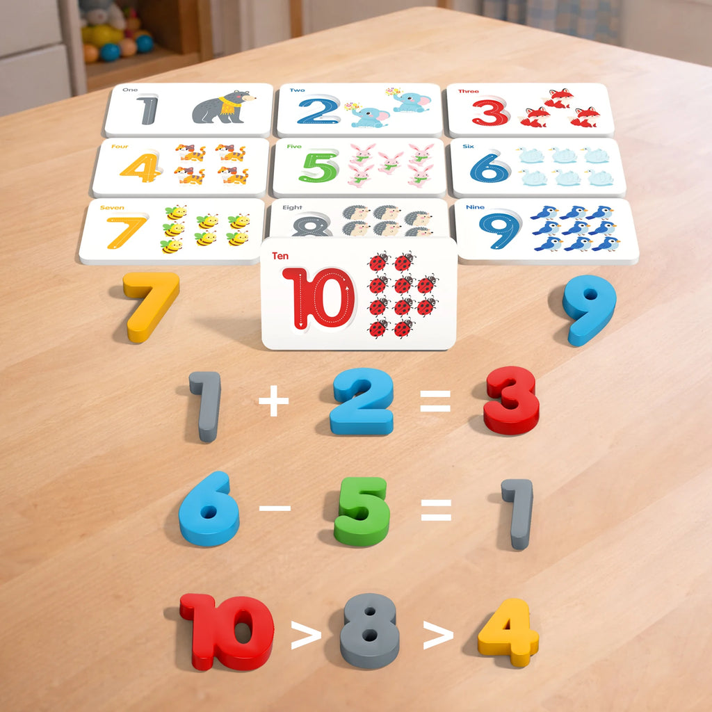 Montessori Wooden Number Matching Puzzle - Early Learning Math Toy