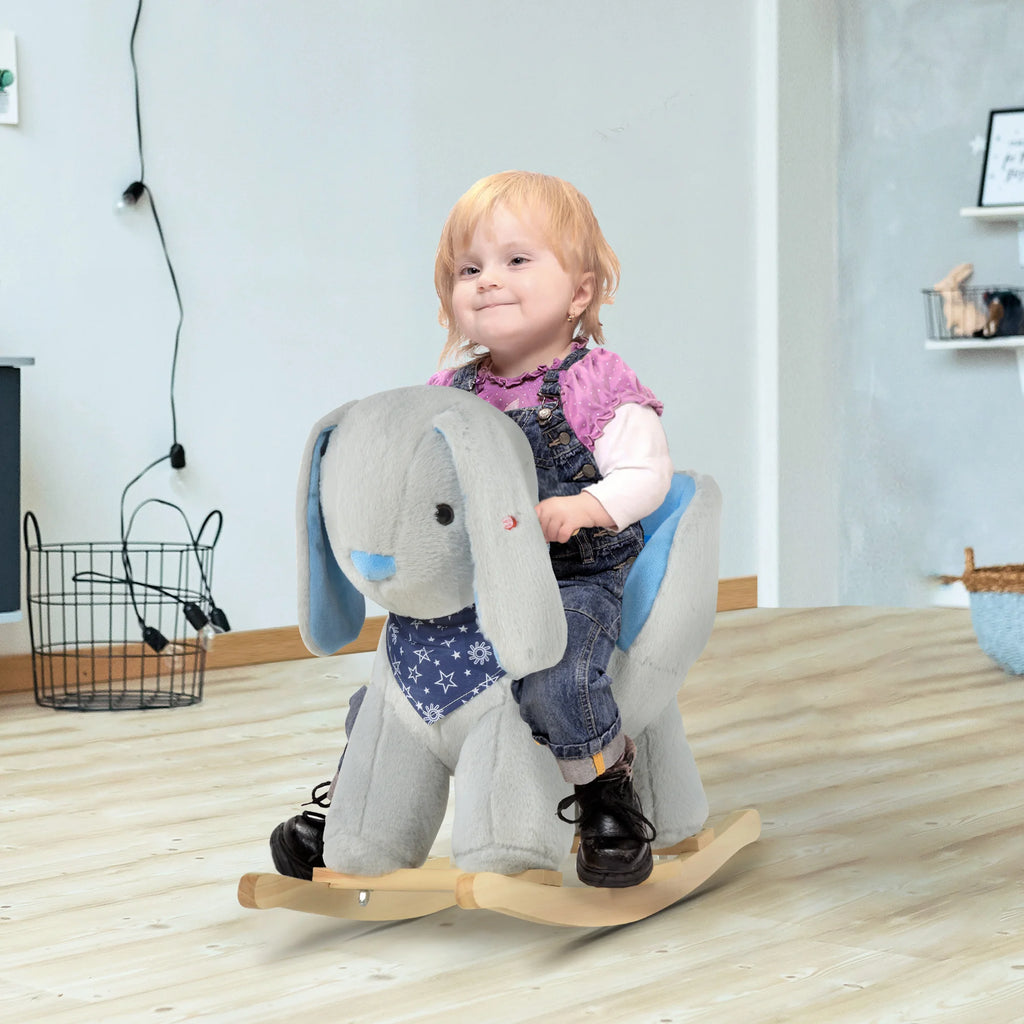 Plush Animal Rocking Chair Ride-on Toy for Toddlers with Music