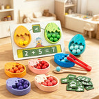 Montessori Dinosaur Bead Counting Game - Wooden Math & Fine Motor Toy