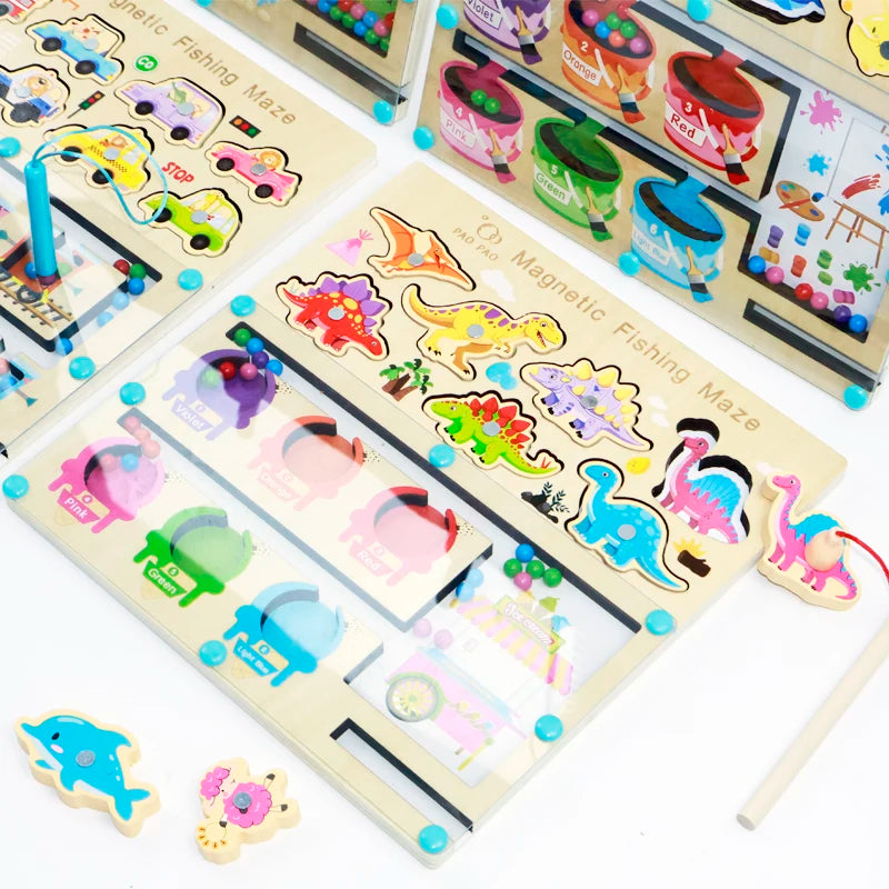 Montessori Wooden Magnetic Fishing & Matching Puzzle for Toddlers