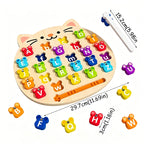 Wooden Cat Magnetic Alphabet Puzzle - Montessori Educational Toy