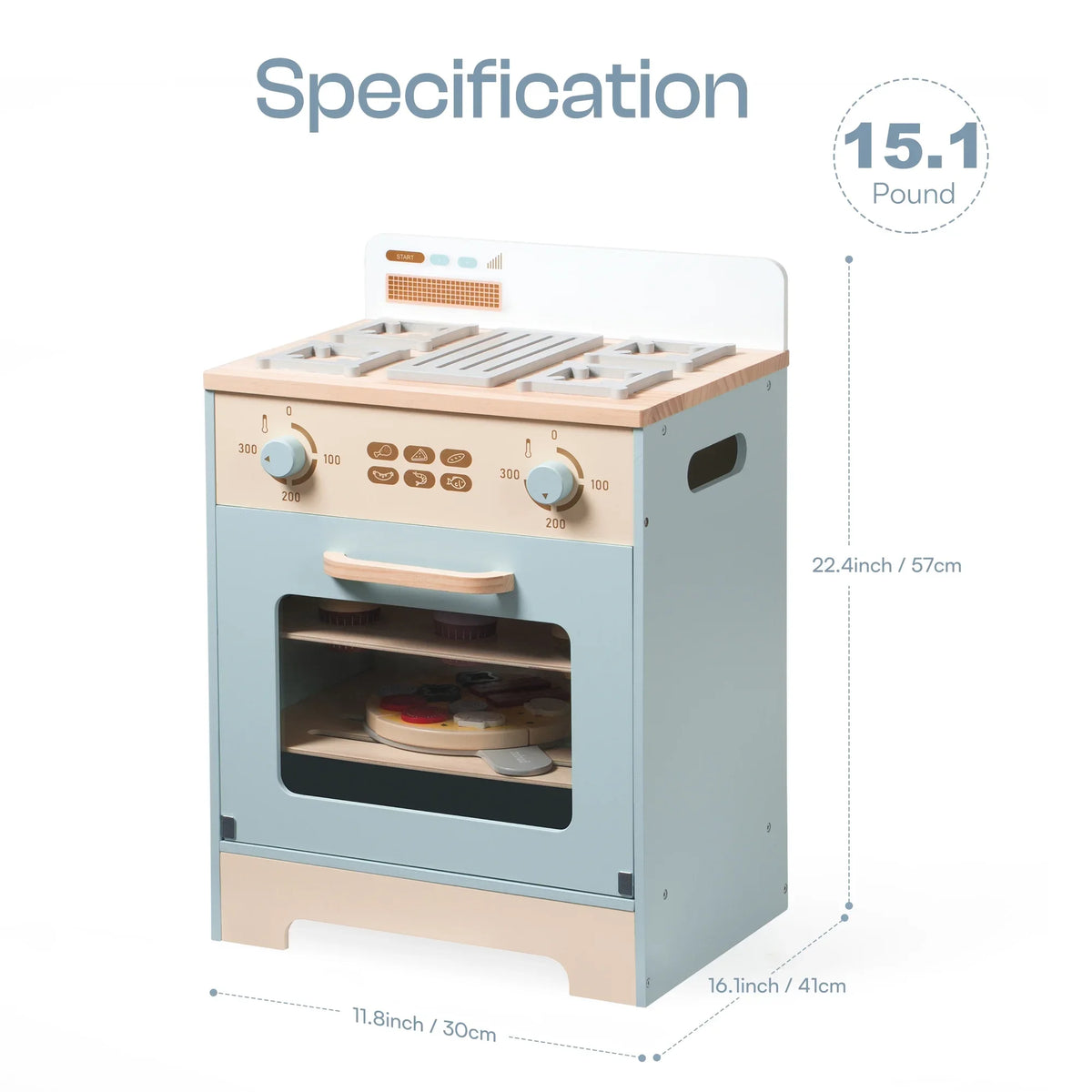 Wooden Play Kitchen Set - Kids Pretend Play Furniture