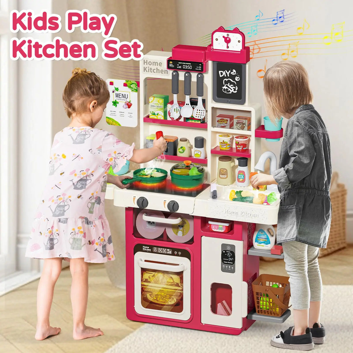 Kids Kitchen Playset with Lights & Sound - Educational Cooking Toy