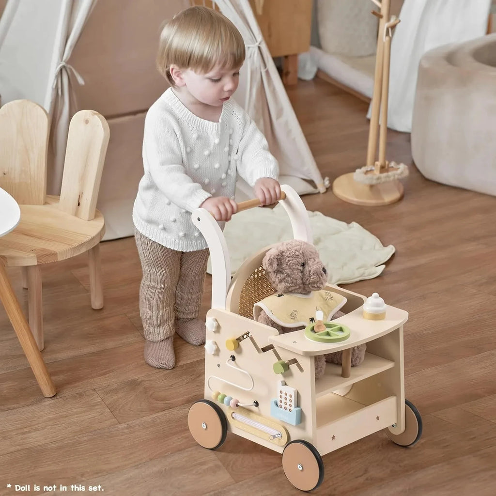 Wooden Baby Push Walker - Montessori Toddler Activity Center