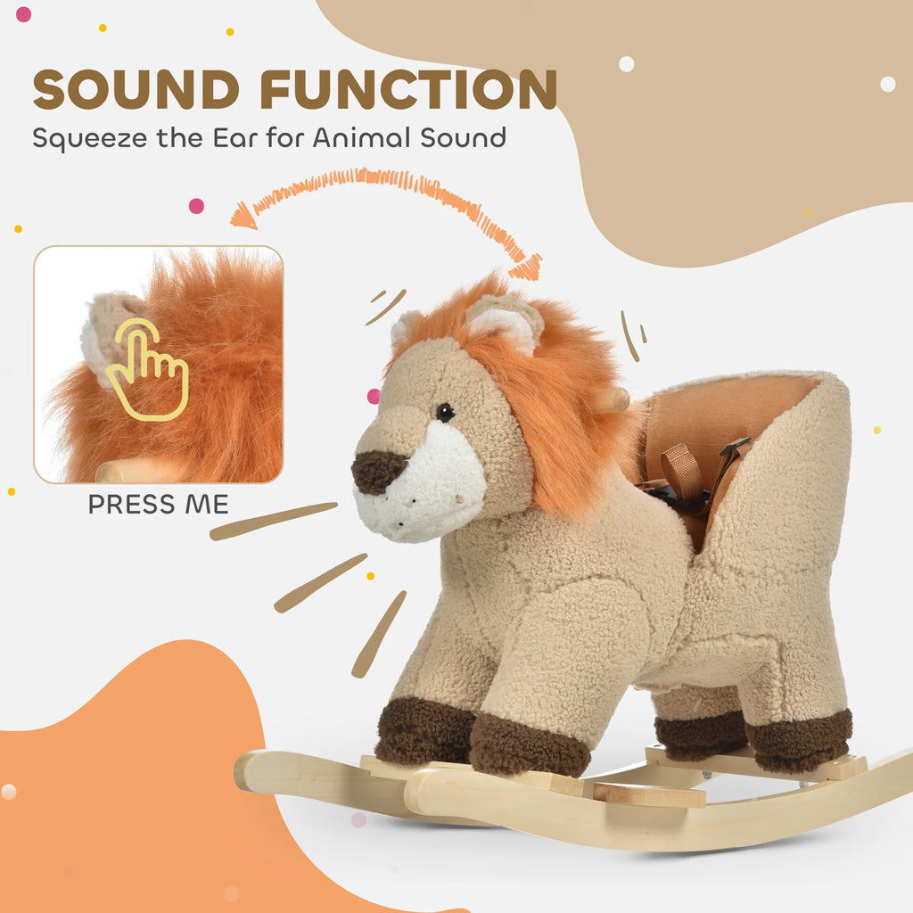 Plush Lion Rocking Horse with Sound for Toddlers 18-36 Months