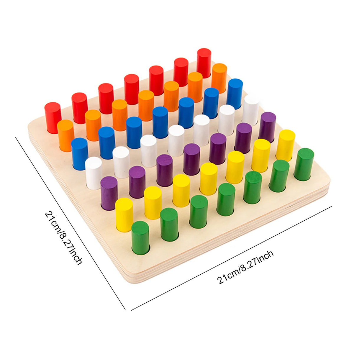 Montessori Wooden Color Sorting Cylinder Plugboard Toy
