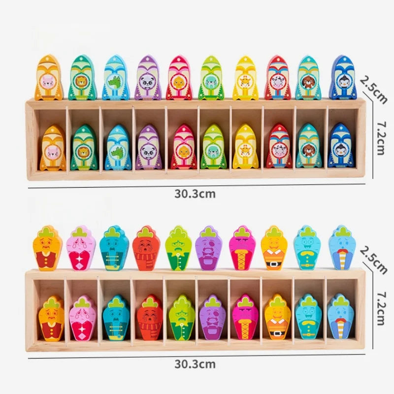 Wooden Color Matching Guessing Game for Toddlers Memory Training