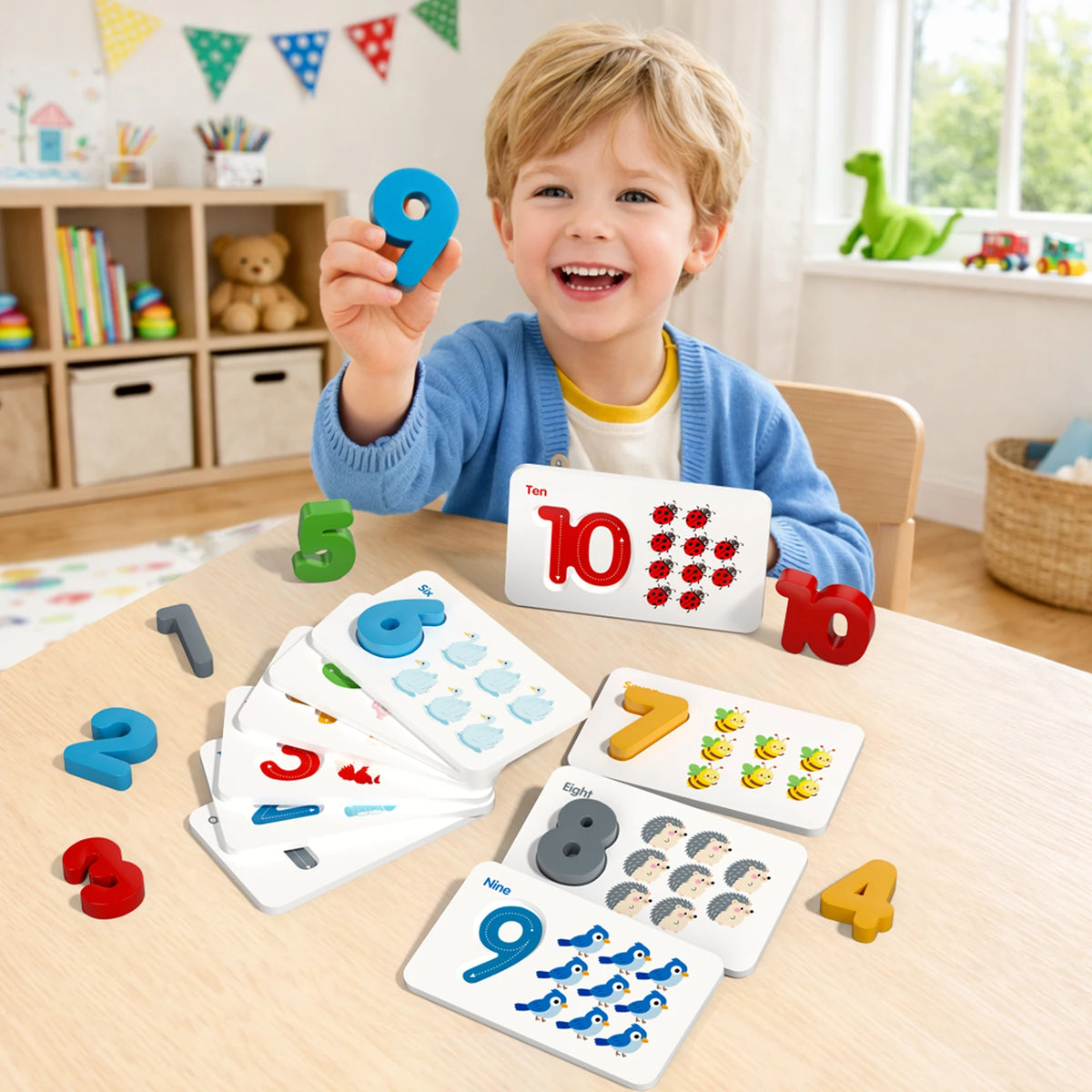 Montessori Wooden Number Matching Puzzle - Early Learning Math Toy