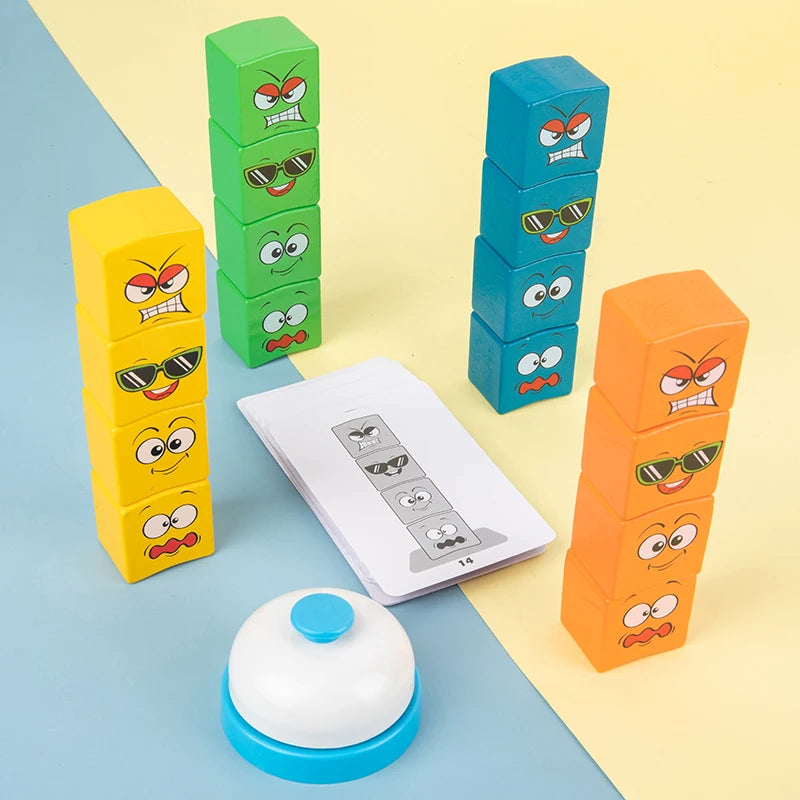 Wooden Face Changing Expression Puzzle - Montessori Building Block Game