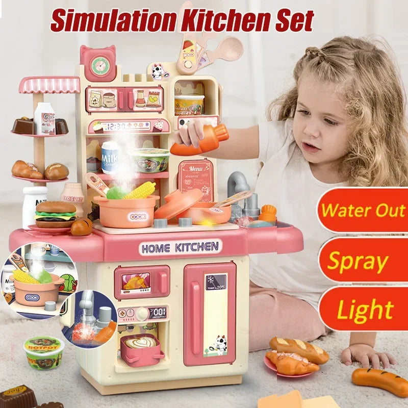 Kids Kitchen Playset with Light, Sound & Spray Effects