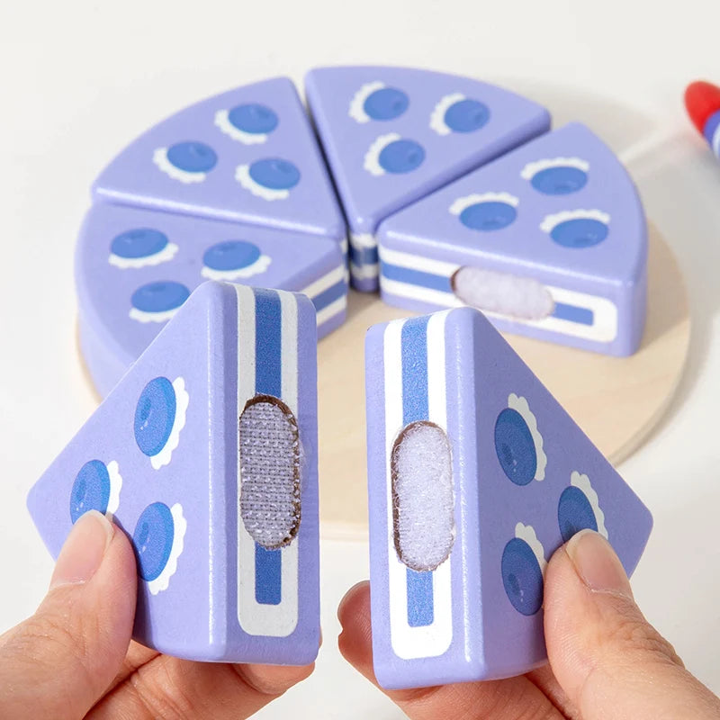 Wooden Pretend Play Birthday Cake Toy - Simulation Kitchen Food Set