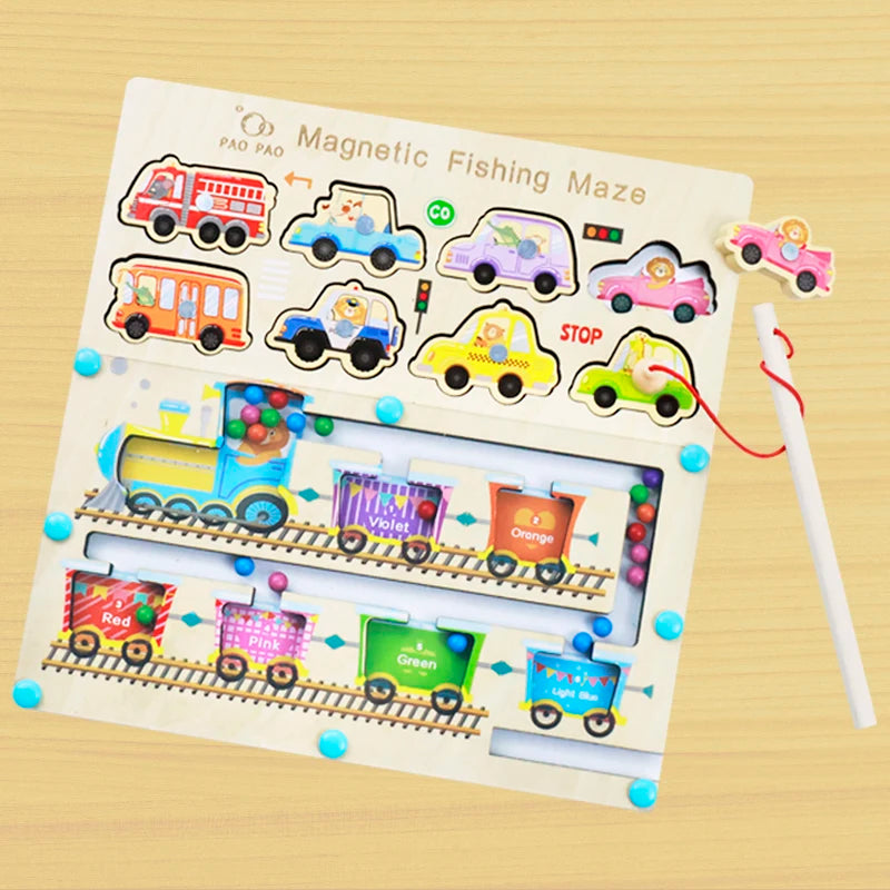 Montessori Wooden Magnetic Fishing & Matching Puzzle for Toddlers