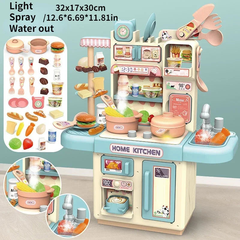 Kids Kitchen Playset with Light, Sound & Spray Effects