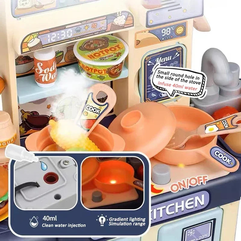 Kids Kitchen Playset with Light, Sound & Spray Effects