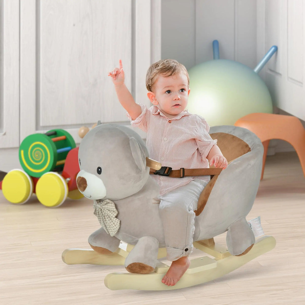 Plush Animal Rocking Chair Ride-on Toy for Toddlers with Music