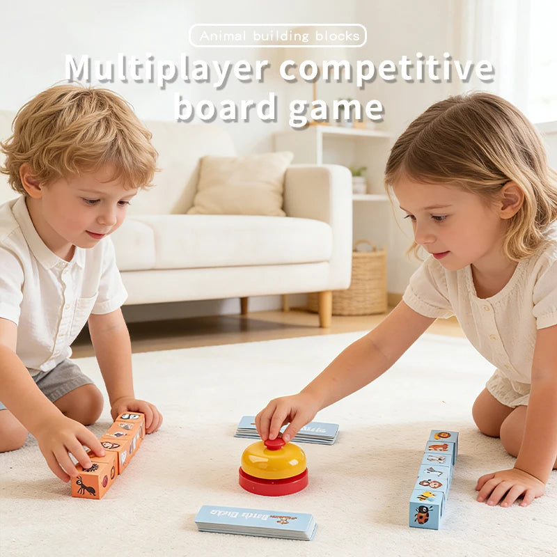 Animal Matching Wooden Logic Blocks - Educational Sorting Board Game