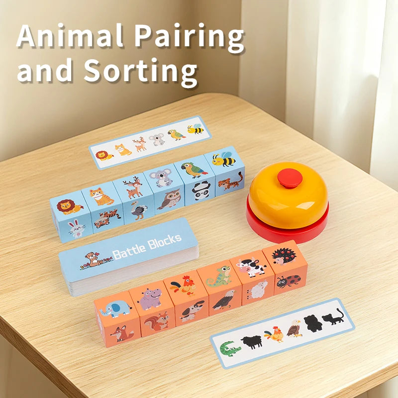 Animal Matching Wooden Logic Blocks - Educational Sorting Board Game