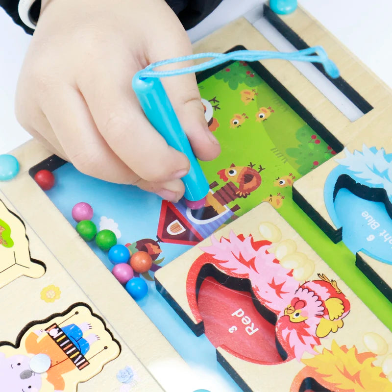 Montessori Wooden Magnetic Fishing & Matching Puzzle for Toddlers