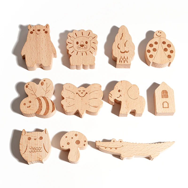 Montessori Wooden Animal Stacking Blocks - Safari Educational Toy