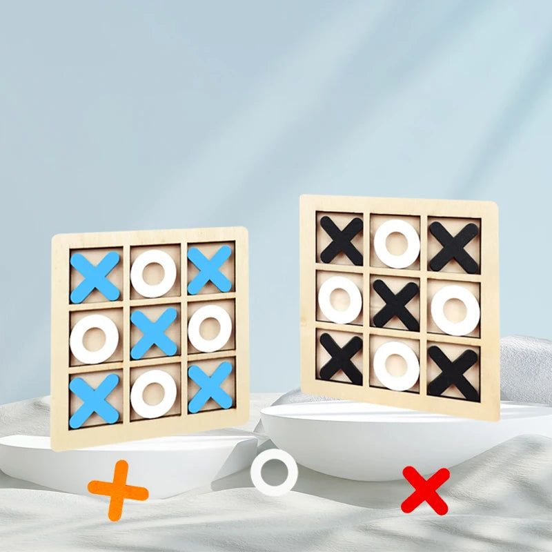 Montessori Wooden Tic Tac Toe Game - Educational XO Chess Puzzle Toy