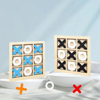 Montessori Wooden Tic Tac Toe Game - Educational XO Chess Puzzle Toy