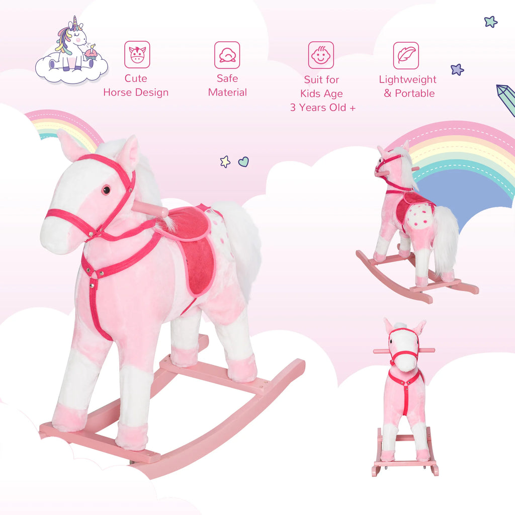 Plush Riding Unicorn Toy - Mechanical Pedal Ride-On for Kids Ages 3-6