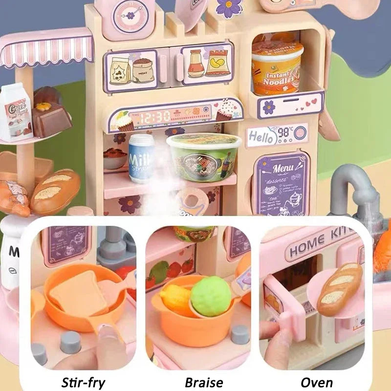 Kids Kitchen Playset with Light, Sound & Spray Effects
